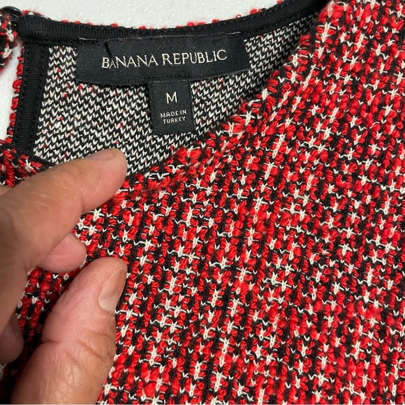 Banana Republic Red Tweed Sleeveless Top Textured Knit Scoop Neck Medium - Picture 7 of 11